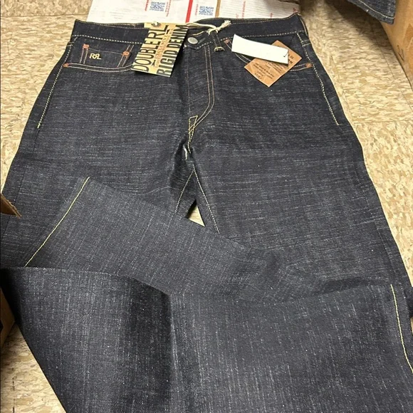 Ralph Lauren Double RL Indigo Relaxed Jeans 16% wool cotton straight leg - Picture 7 of 16